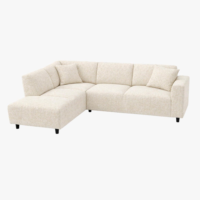 MUNICH Canapé d'angle en tissu beige foncé - Angle gauche
