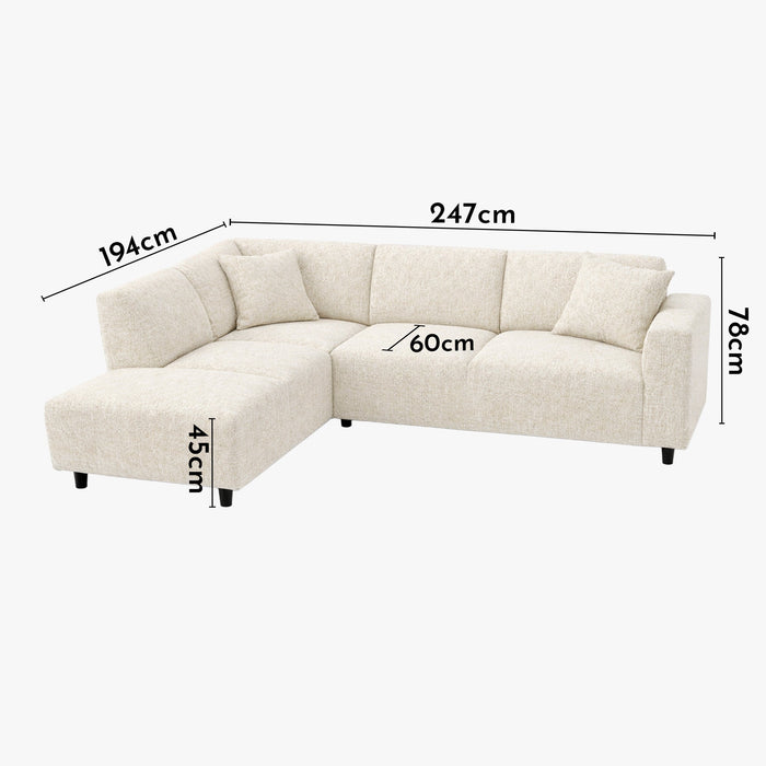 MUNICH Canapé d'angle en tissu beige foncé - Angle gauche