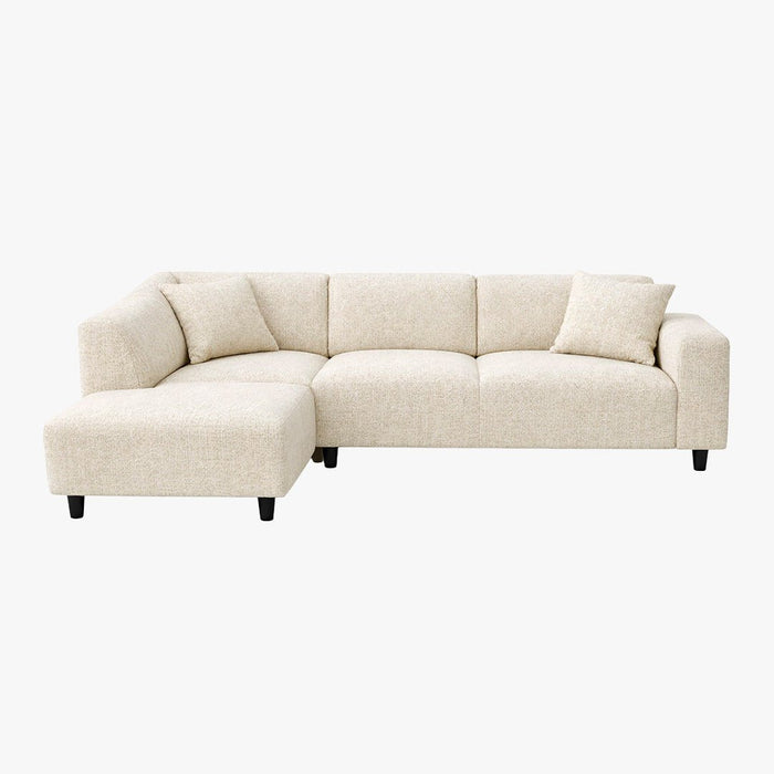 MUNICH Canapé d'angle en tissu beige foncé - Angle gauche
