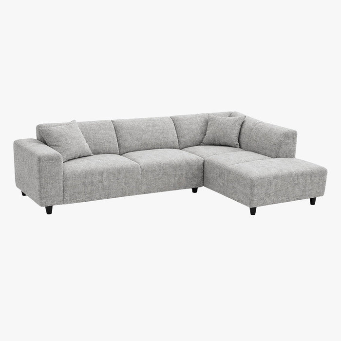 MUNICH Canapé d'angle en tissu gris - Angle droit