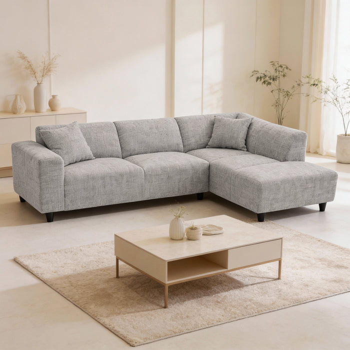 MUNICH Canapé d'angle en tissu gris - Angle droit