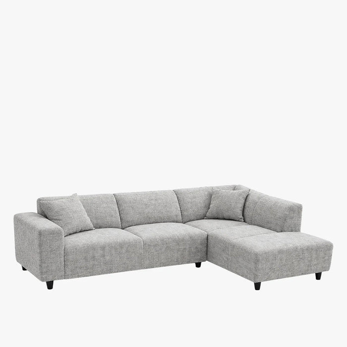 MUNICH Canapé d'angle en tissu gris - Angle droit