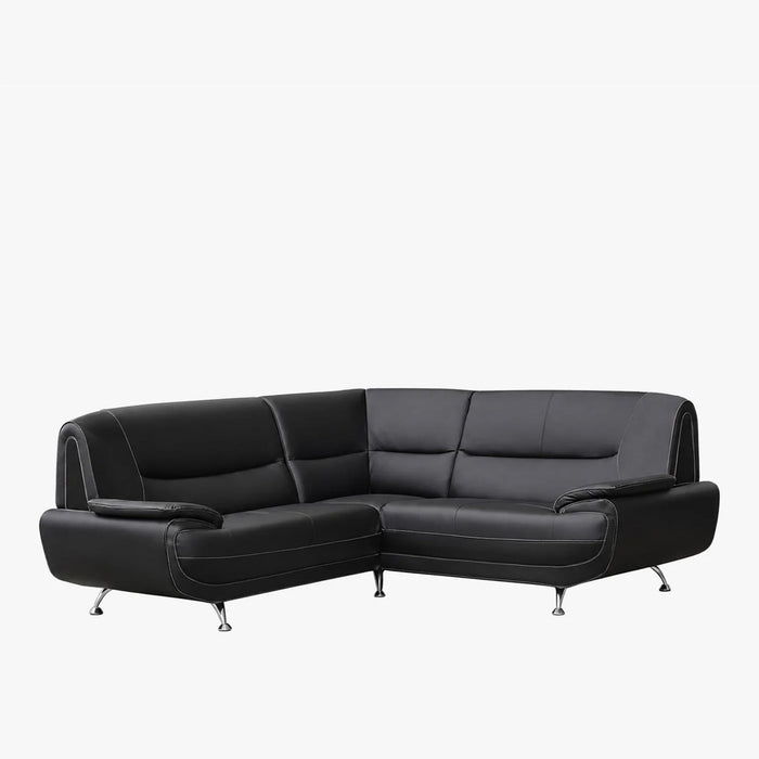 MUZA Canapé d'angle design en simili cuir noir