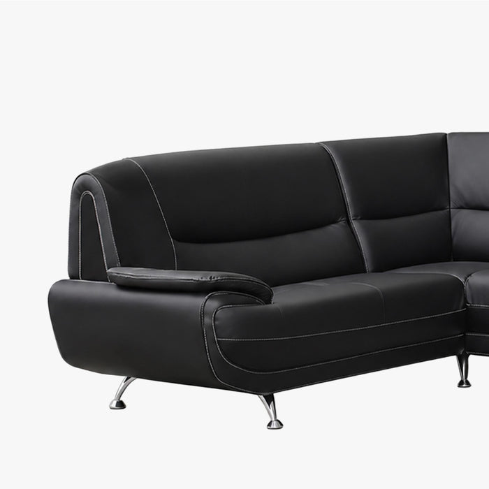 MUZA Canapé d'angle design en simili cuir noir