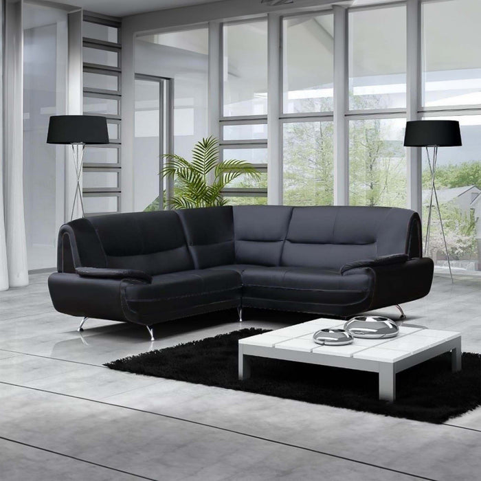 MUZA Canapé d'angle design en simili cuir noir