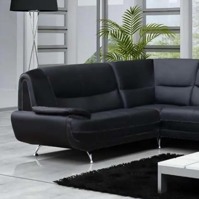 MUZA Canapé d'angle design en simili cuir noir