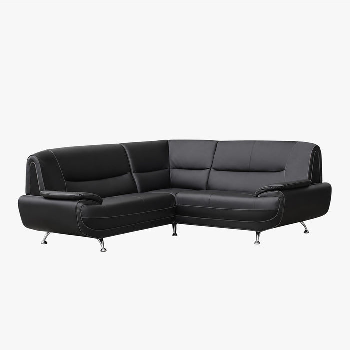 MUZA Canapé d'angle design en simili cuir noir