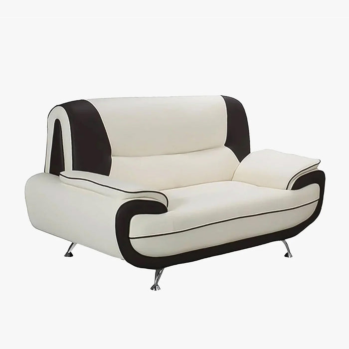 MUZA Canapé design 2 places en simili cuir blanc et noir