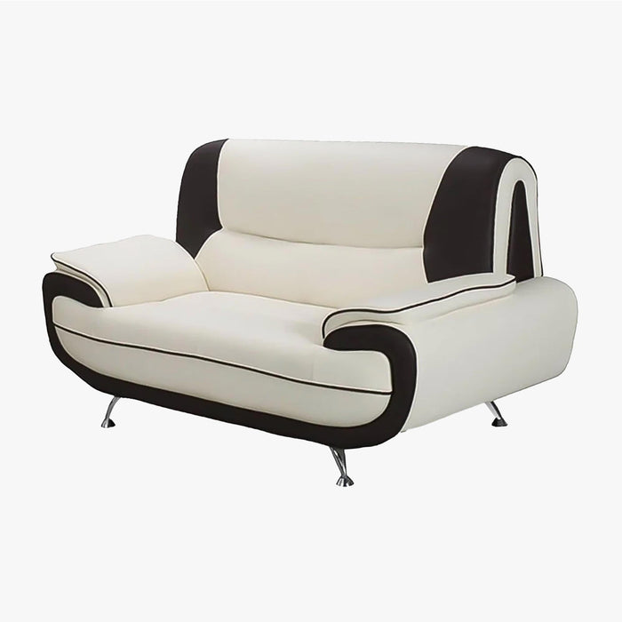MUZA Canapé design 2 places en simili cuir blanc et noir