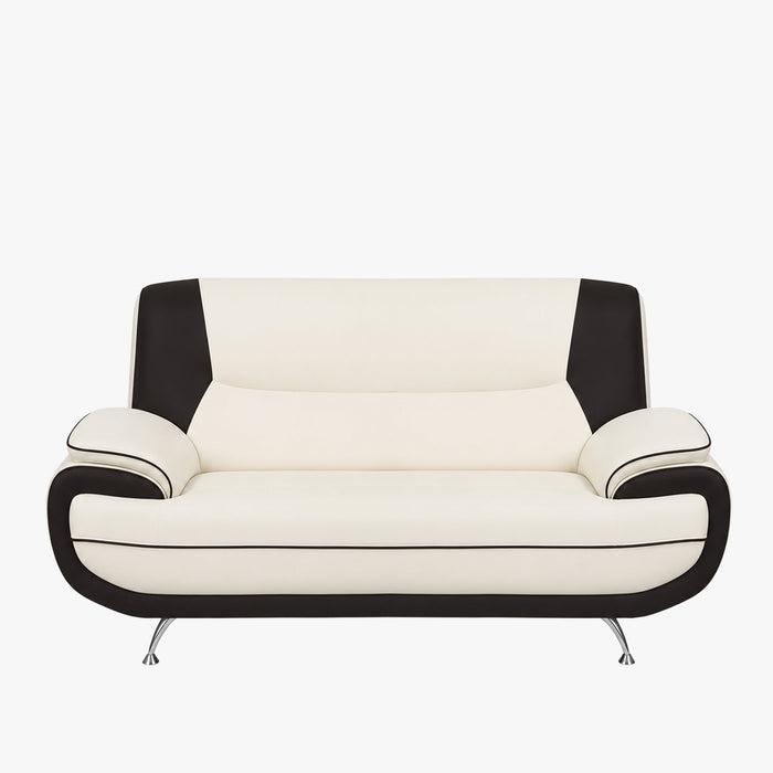 MUZA Canapé design 2 places en simili cuir blanc et noir