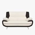 MUZA Canapé design 2 places en simili cuir blanc et noir