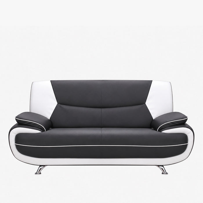 MUZA Canapé design 2 places en simili cuir gris et blanc