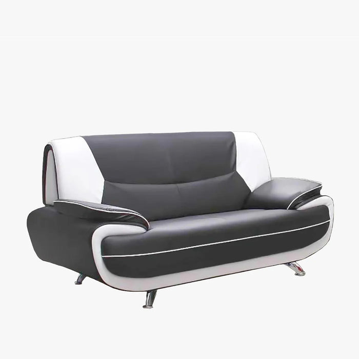 MUZA Canapé design 2 places en simili cuir gris et blanc