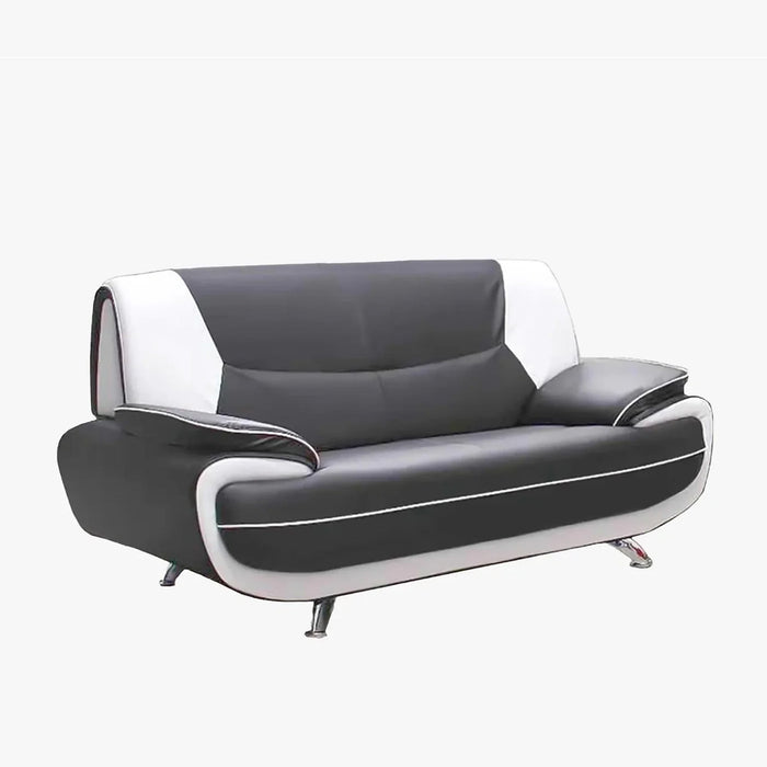MUZA Canapé design 2 places en simili cuir gris et blanc