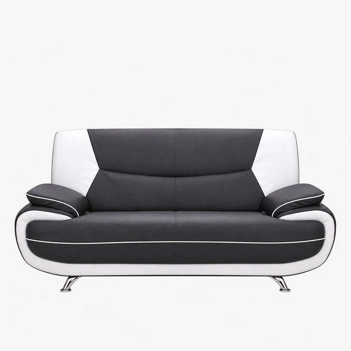 MUZA Canapé design 2 places en simili cuir gris et blanc
