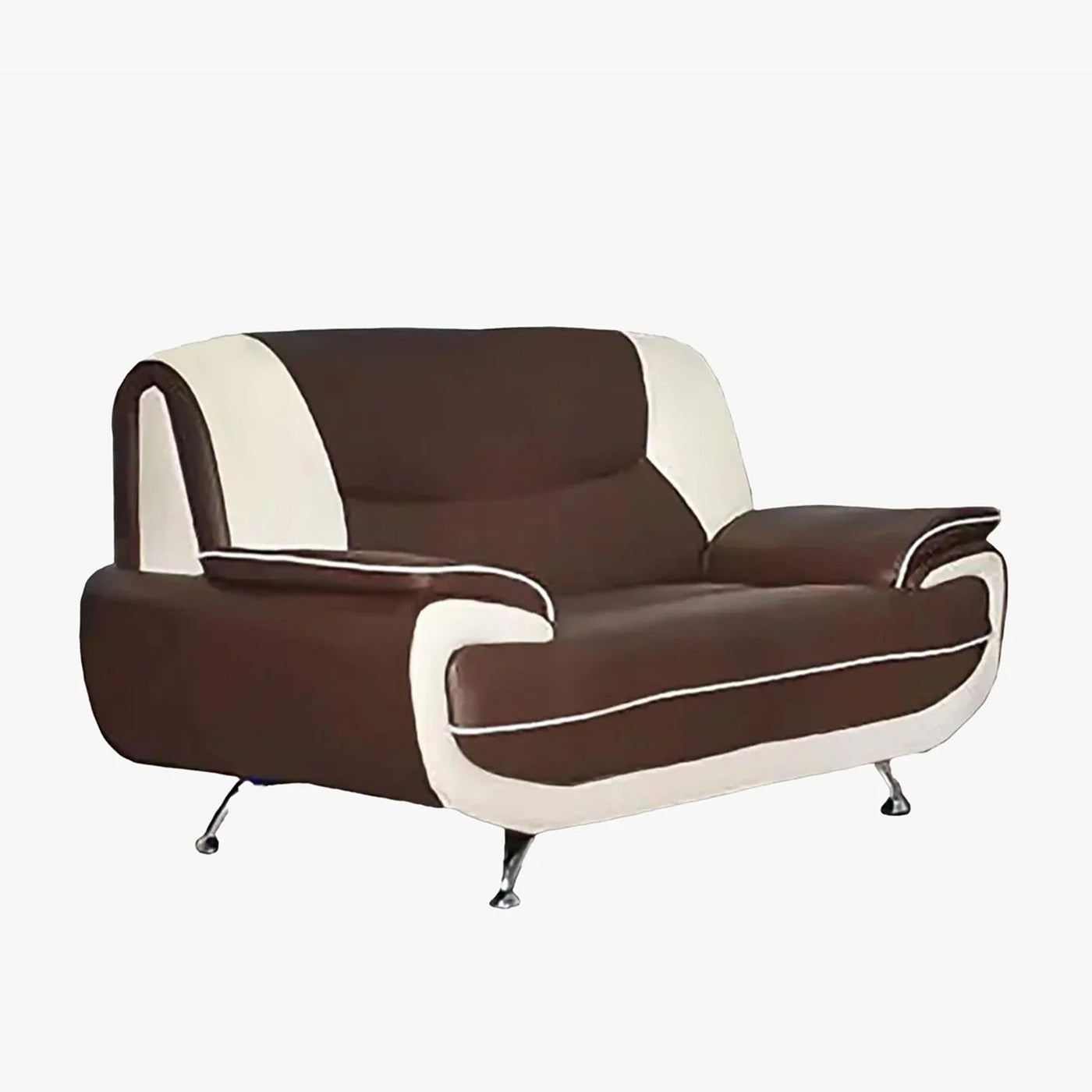 MUZA Canapé design 2 places en simili cuir marron et blanc - Canapés fixes - Mobilier Deco
