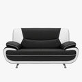 MUZA Canapé design 2 places en simili cuir noir et blanc