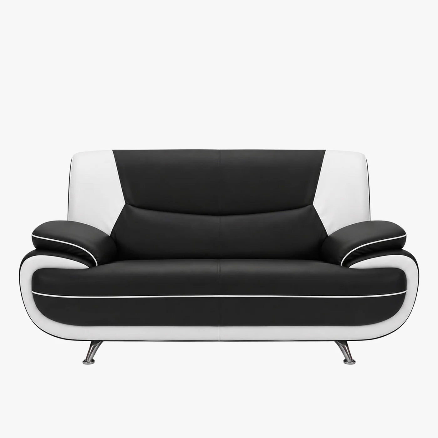 MUZA Canapé design 2 places en simili cuir noir et blanc - Canapés fixes - Mobilier Deco
