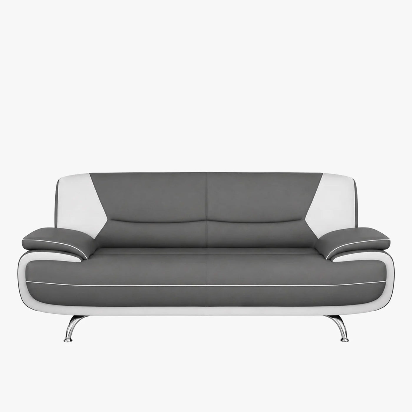 MUZA Canapé design 3 places en simili cuir gris et blanc - Canapés fixes - Mobilier Deco