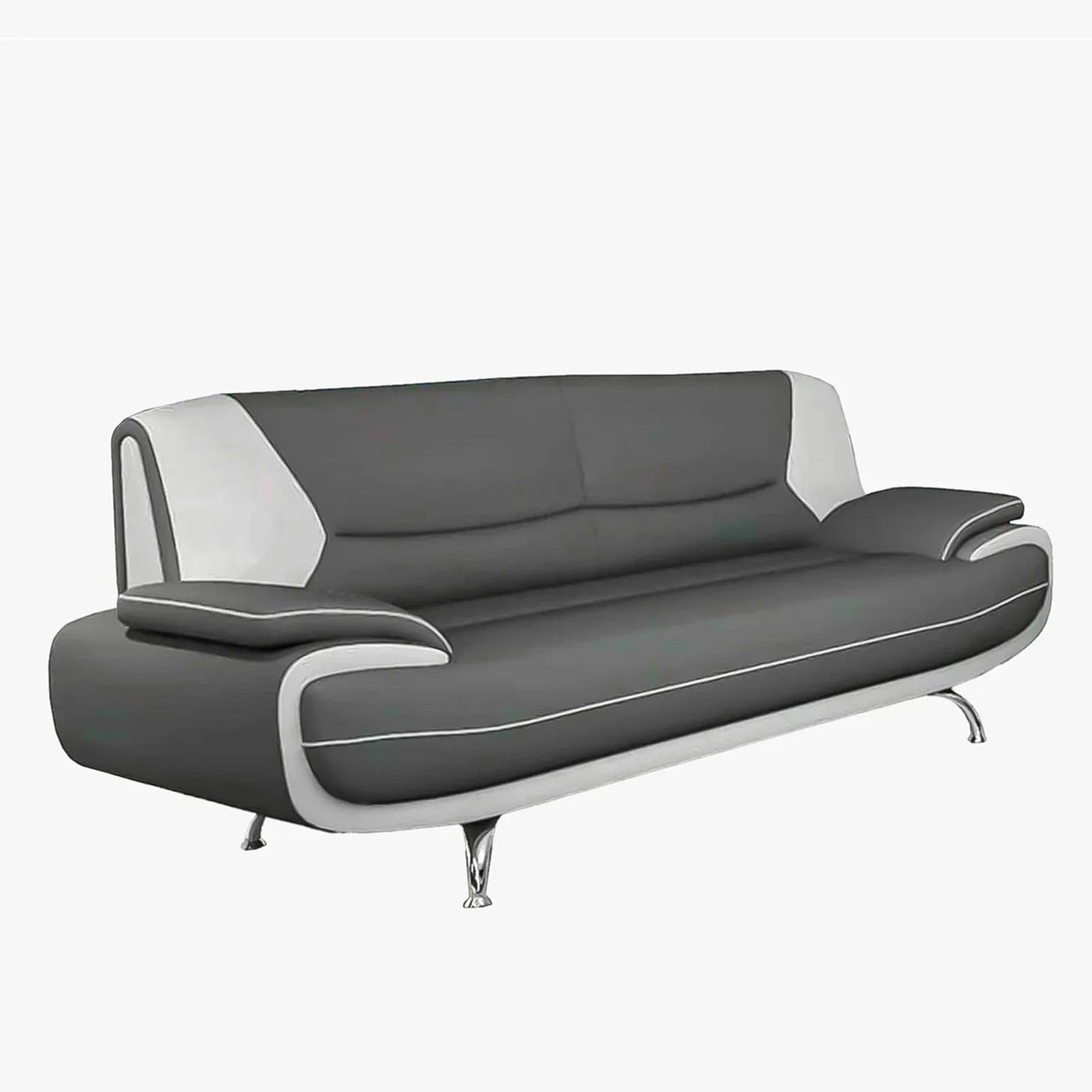 MUZA Canapé design 3 places en simili cuir gris et blanc - Canapés fixes - Mobilier Deco