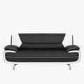 MUZA Canapé design 3 places en simili cuir noir et blanc