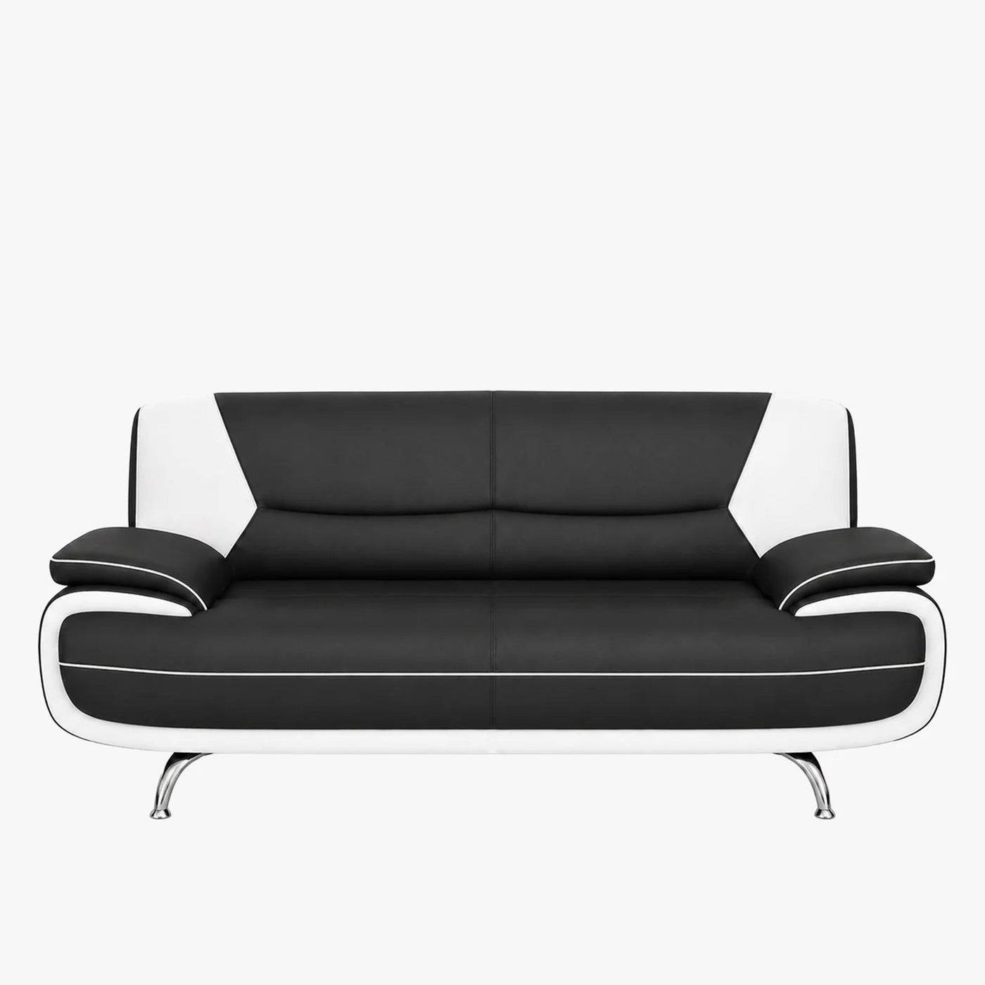 MUZA Canapé design 3 places en simili cuir noir et blanc - Canapés fixes - Mobilier Deco