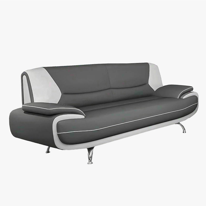 MUZA Ensemble canapé design en simili cuir gris et blanc
