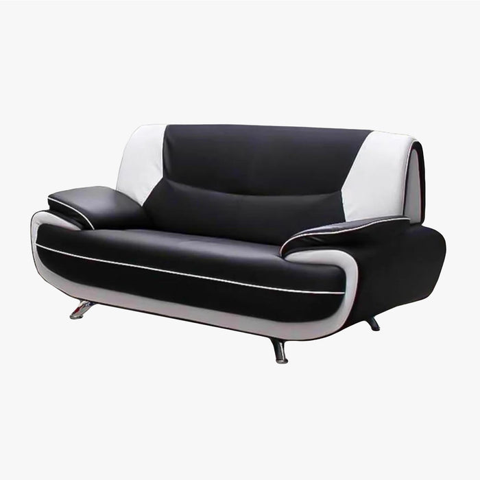 MUZA Ensemble canapé design en simili cuir noir et blanc