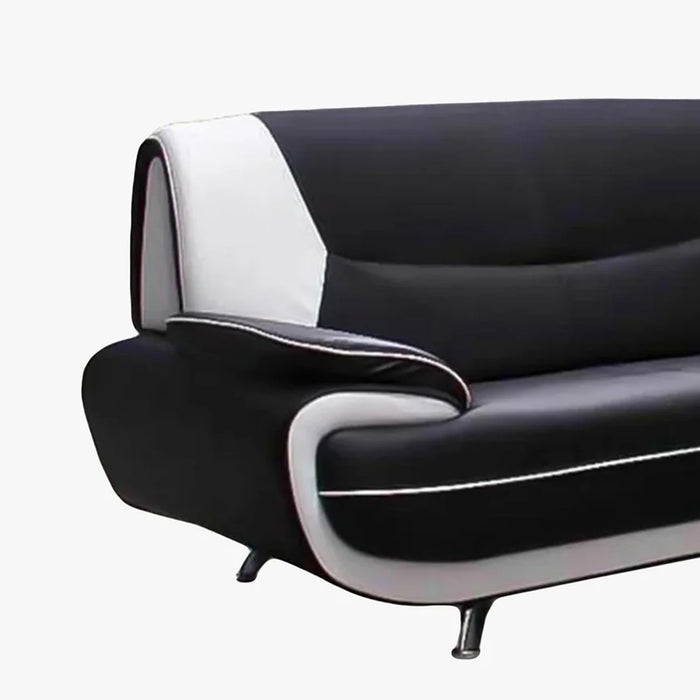 MUZA Ensemble canapé design en simili cuir noir et blanc