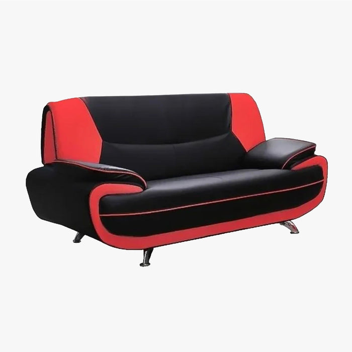 MUZA Ensemble canapé design en simili cuir noir et rouge