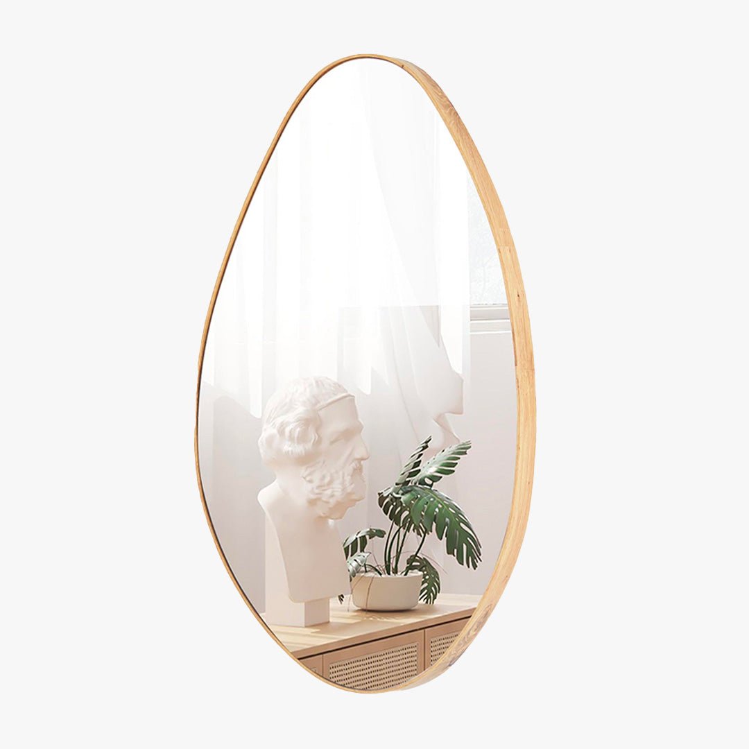 NACIA Miroir mural ovale 80x50 cm couleur chêne vieilli - Miroirs - Mobilier Deco