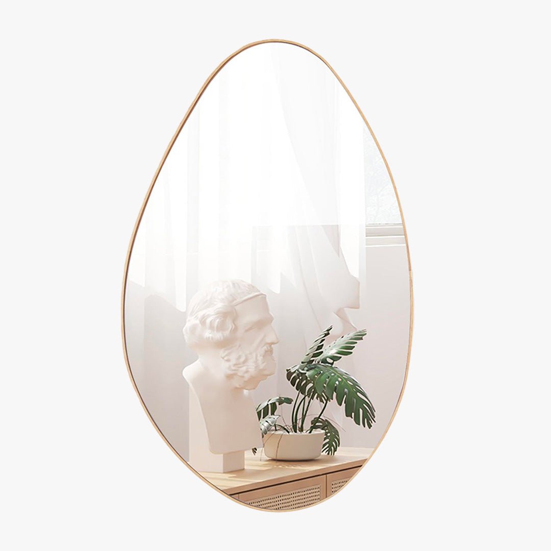 NACIA Miroir mural ovale 80x50 cm couleur chêne vieilli - Miroirs - Mobilier Deco