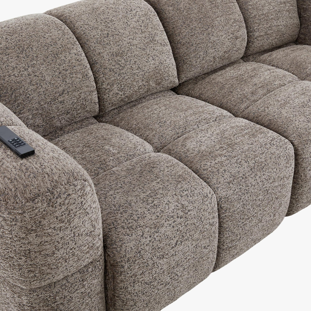 NALA Canapé 3 places relax électrique avec assises coulissantes en tissu taupe - Canapé relax - Mobilier Deco