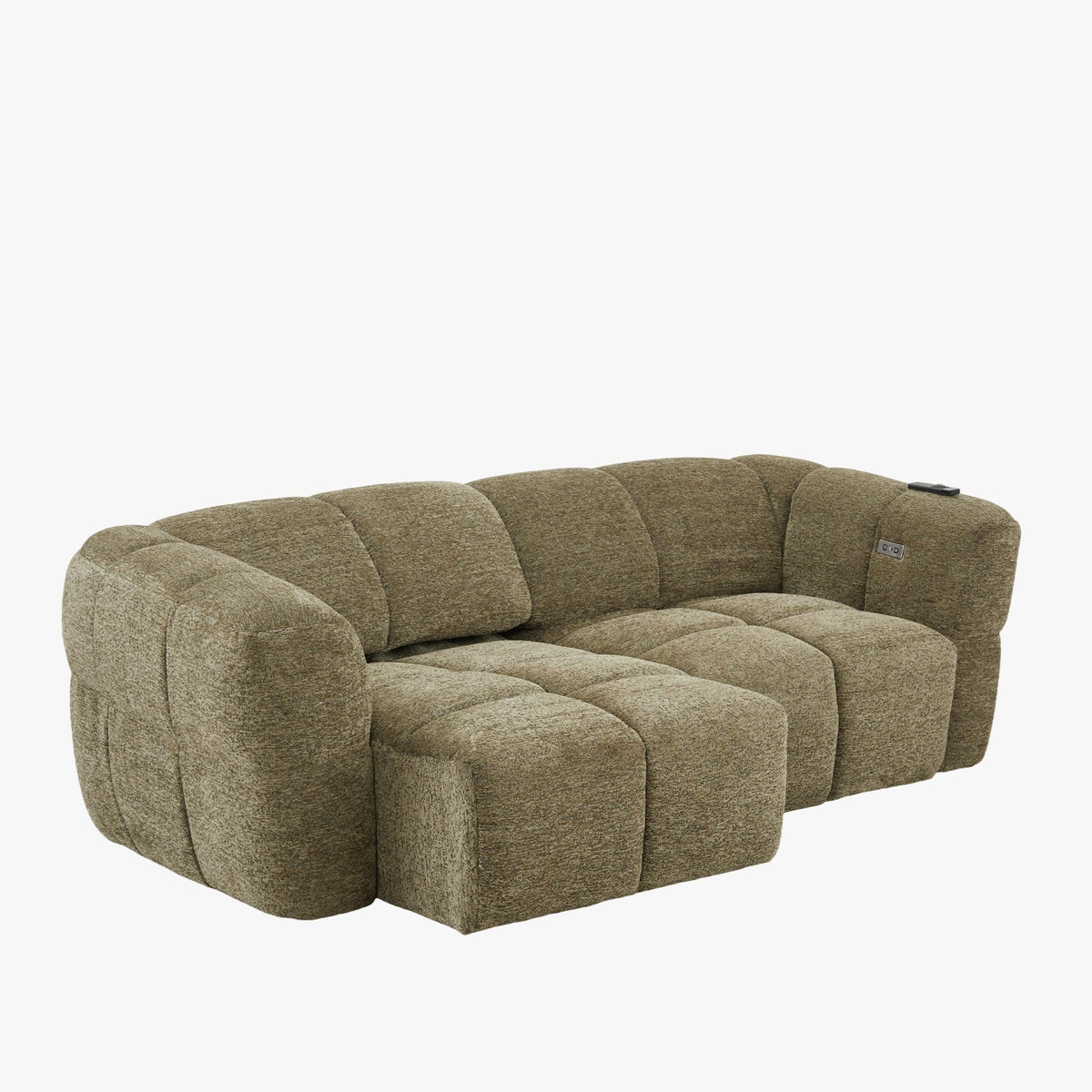 NALA Canapé 3 places relax électrique avec assises coulissantes en tissu vert - Canapé relax - Mobilier Deco