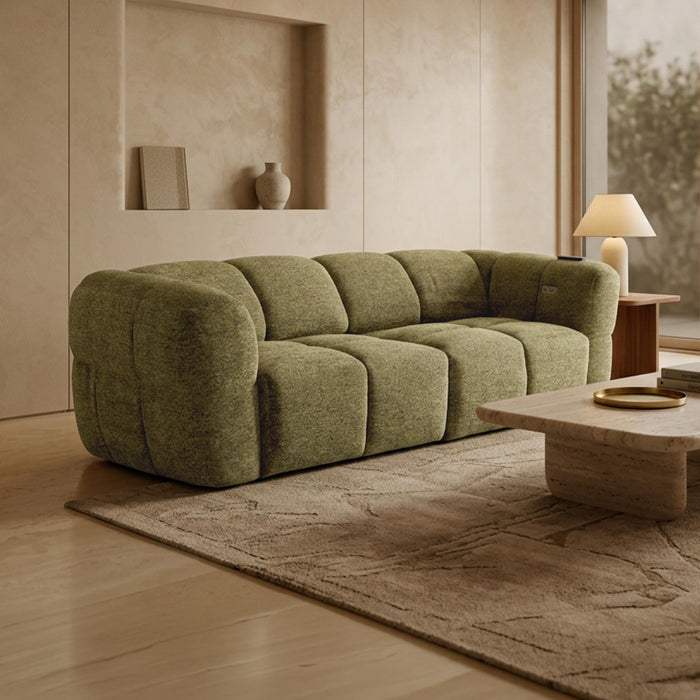 NALA Canapé 3 places relax électrique avec assises coulissantes en tissu vert
