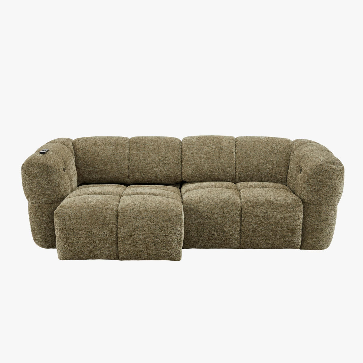 NALA Canapé 3 places relax électrique avec assises coulissantes en tissu vert - Canapé relax - Mobilier Deco