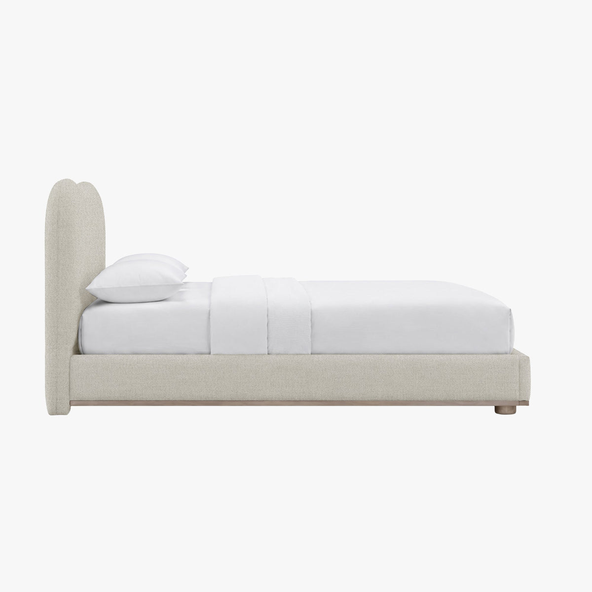 NALY Lit double en tissu beige et bois clair 160x200 cm - Lits - Mobilier Deco