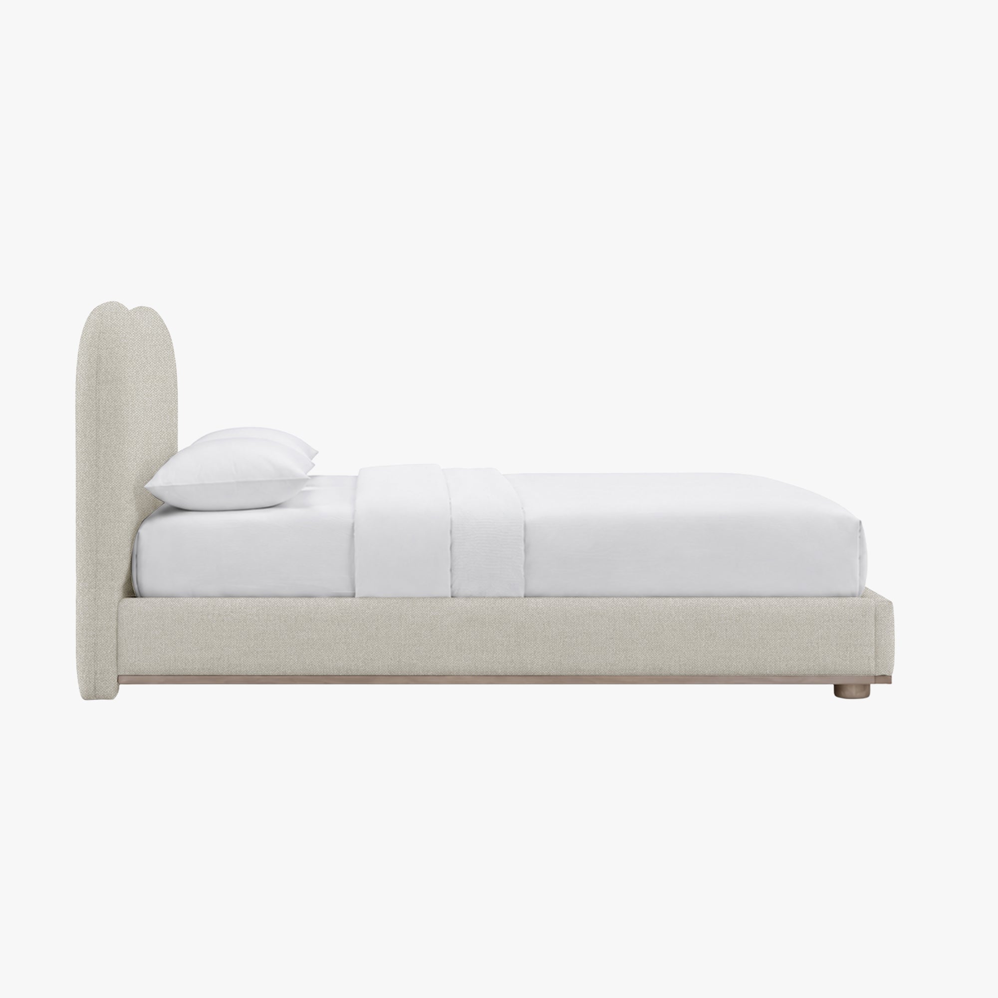 NALY Lit double en tissu beige et bois clair 180x200 cm - Lits - Mobilier Deco