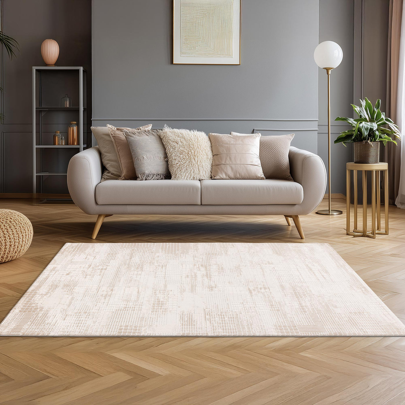 NAPOLI Tapis en tissu texturé beige - 160x230 cm