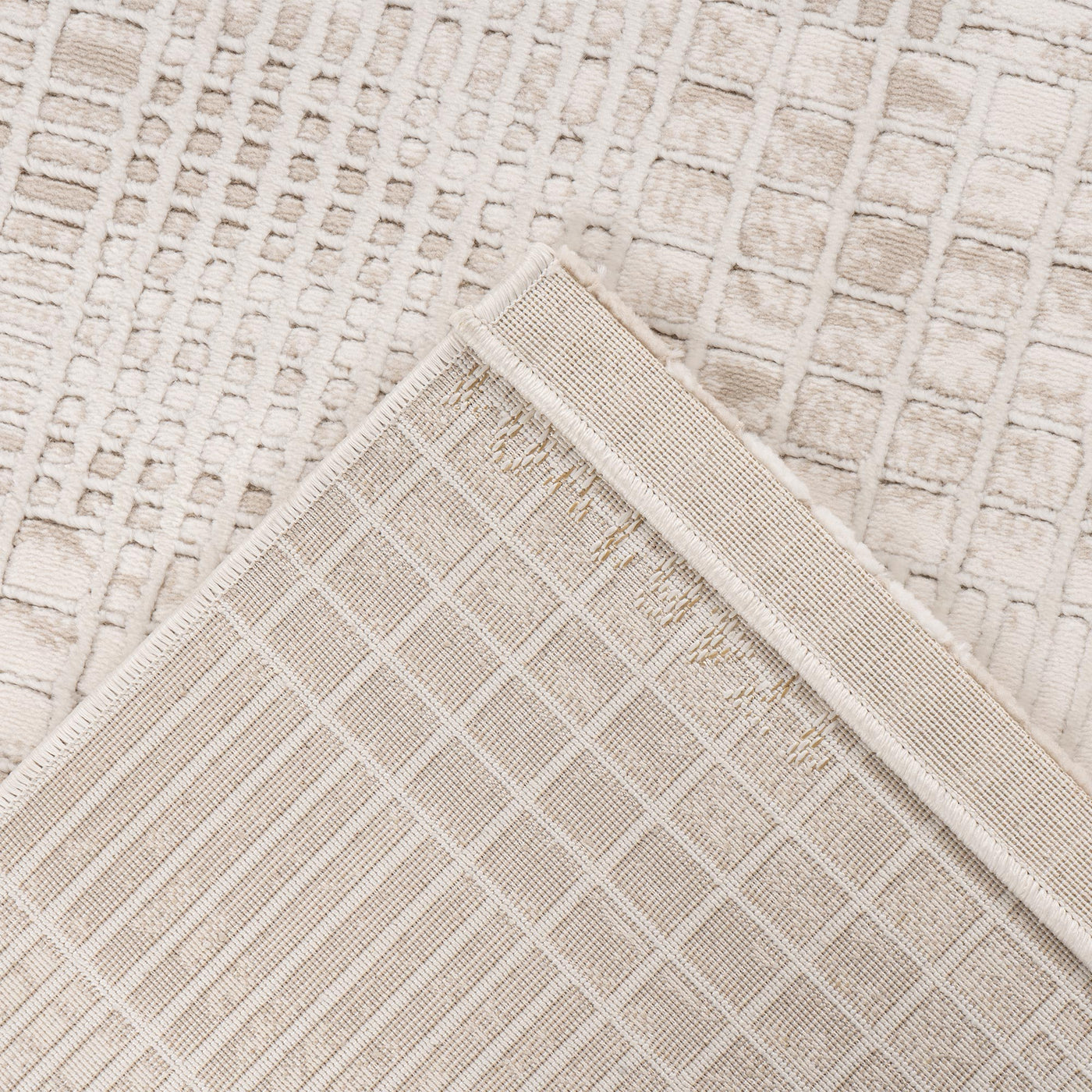 NAPOLI Tapis en tissu texturé beige - 160x230 cm