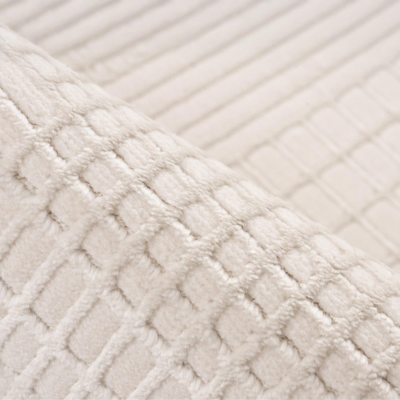 NAPOLI Tapis en tissu texturé blanc écru - 160x230 cm