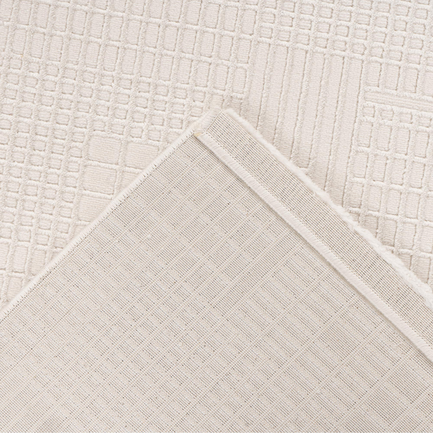 NAPOLI Tapis en tissu texturé blanc écru - 160x230 cm