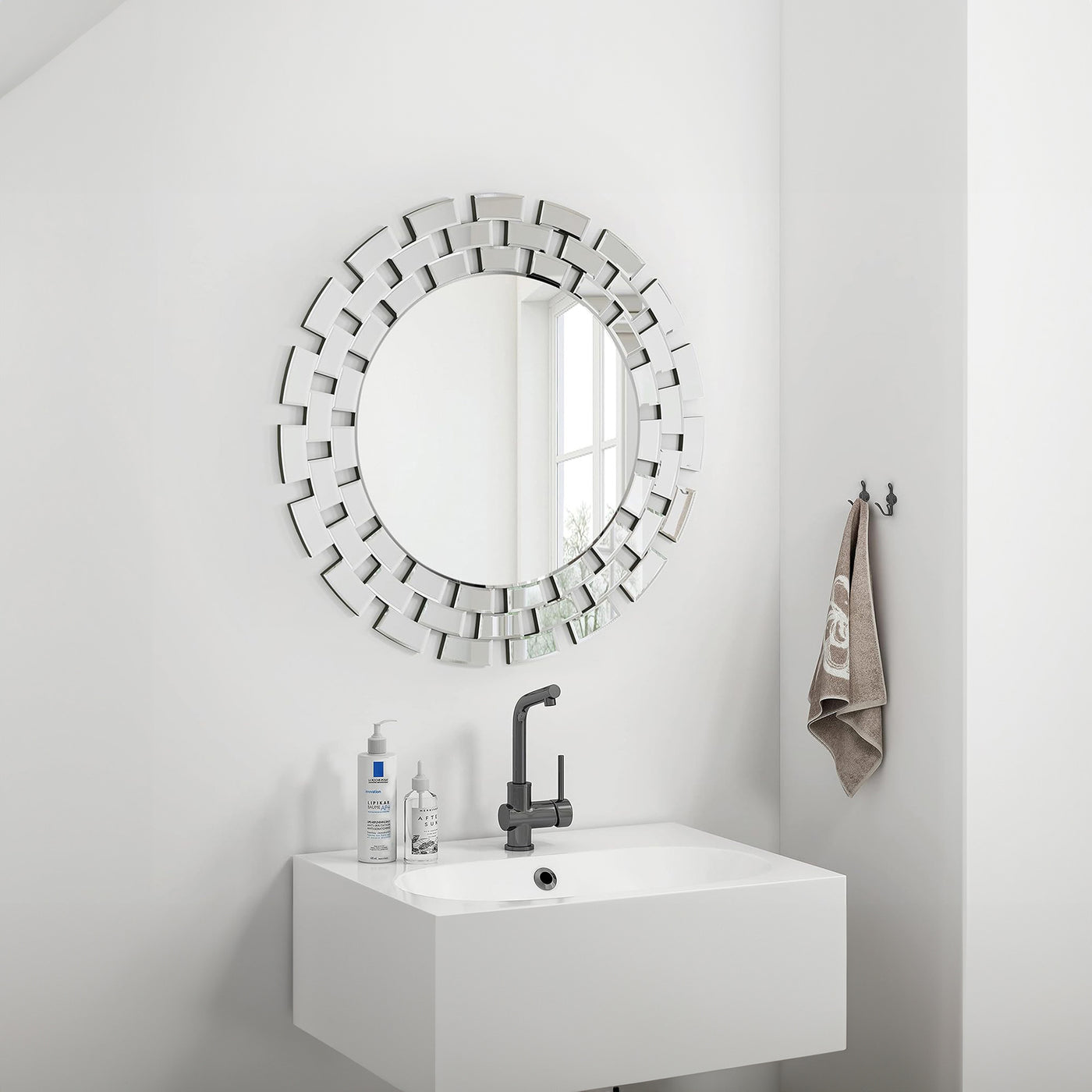 NARA Miroir mural rond design 90 cm