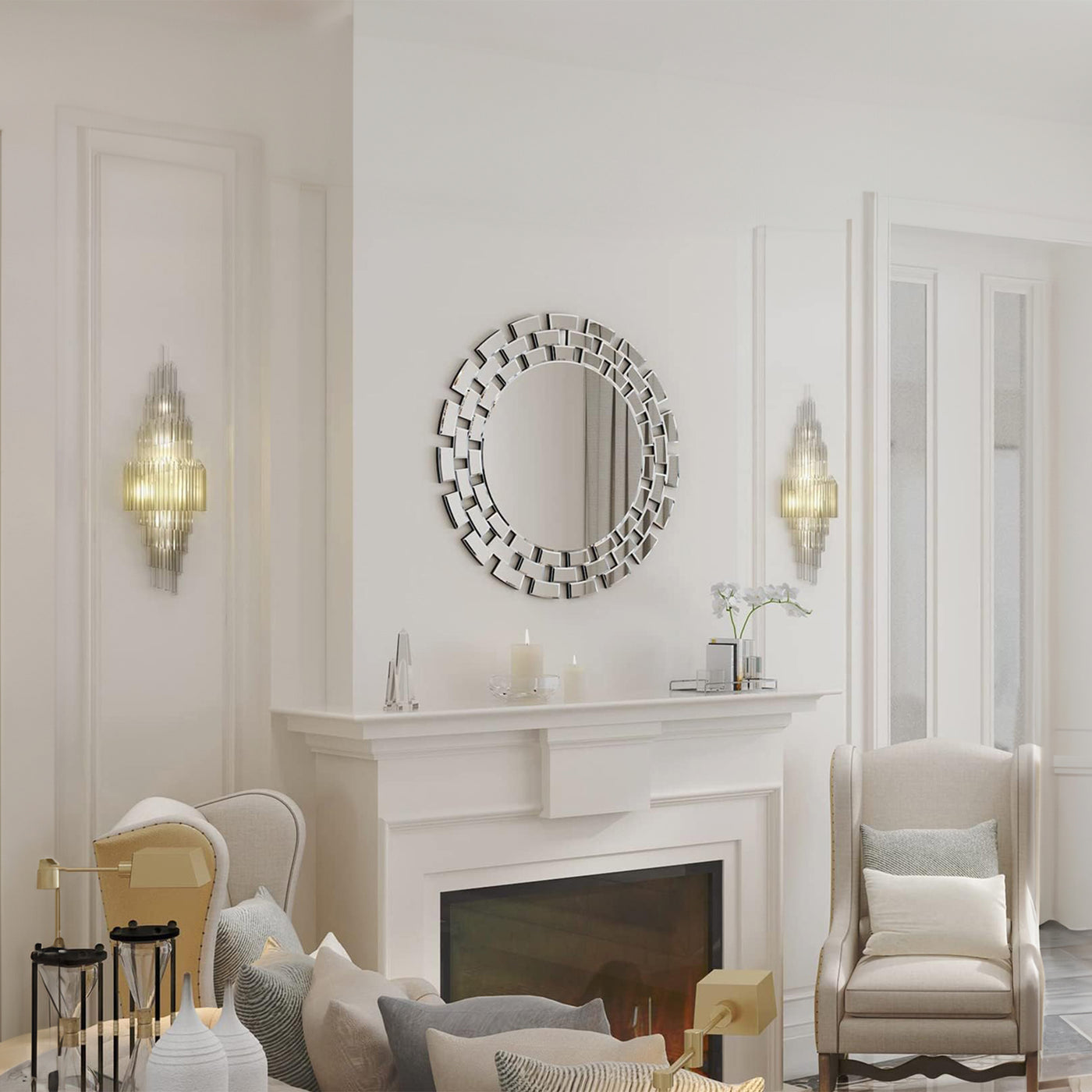 NARA Miroir mural rond design 90 cm