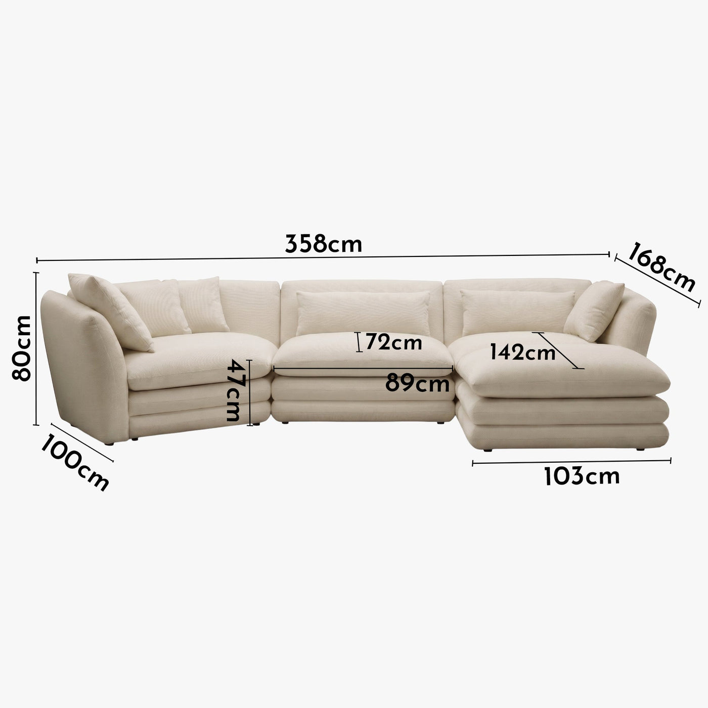 NATALIA Canapé d'angle modulable et réversible en tissu beige - Canapés d'angle - Mobilier Deco