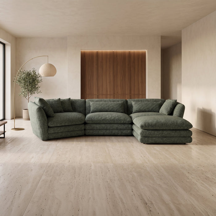 NATALIA Canapé d'angle modulable et réversible en tissu vert