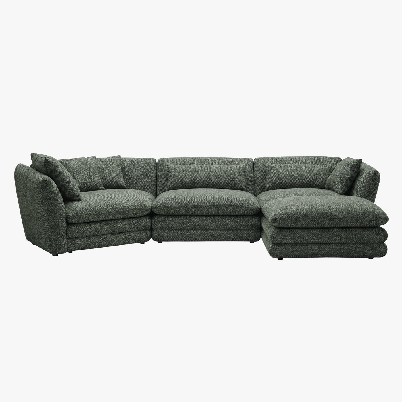 NATALIA Canapé d'angle modulable et réversible en tissu vert - Canapés d'angle - Mobilier Deco