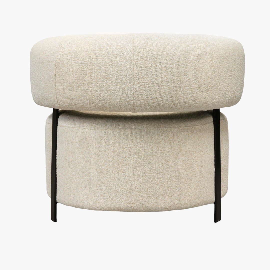NAYA Fauteuil design en tissu beige et métal noir - Fauteuils - Mobilier Deco