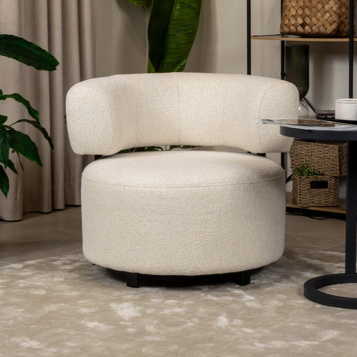 NAYA Fauteuil design en tissu beige et métal noir