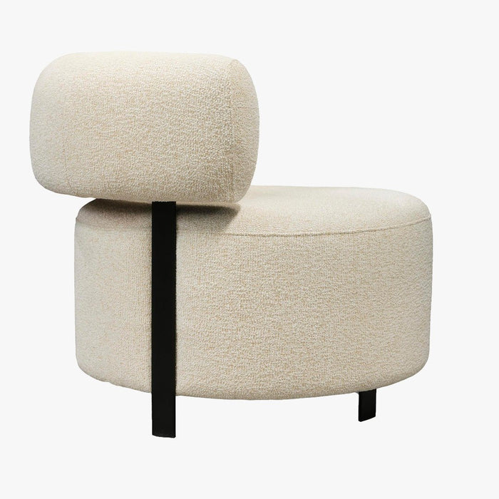 NAYA Fauteuil design en tissu beige et métal noir